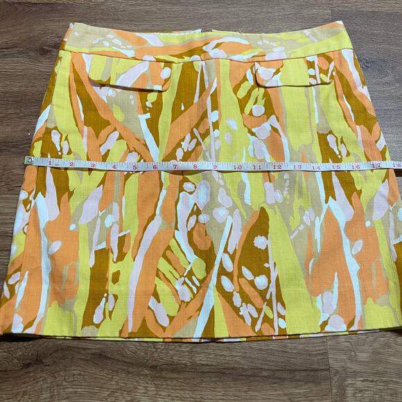 J.Crew Bright Summer Mini Skirt Womens Size 2 Yellow Orange Stretch Cotton - Picture 6 of 7